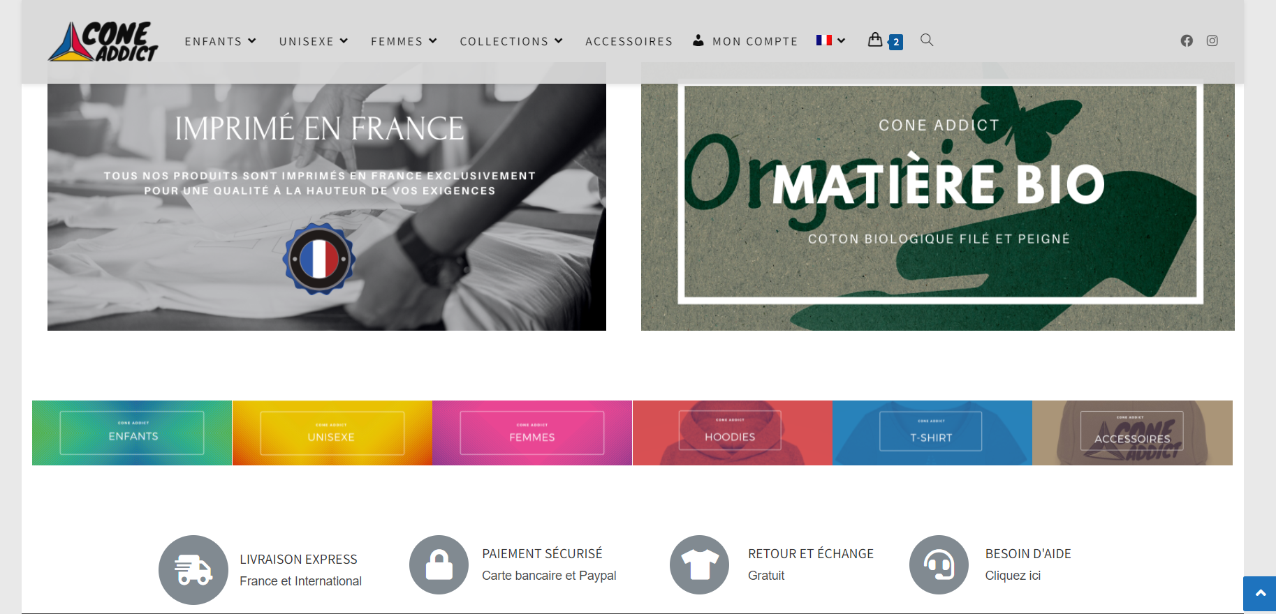 Création du site e-commerce Cône Addict – design, UX et branding par Swagner