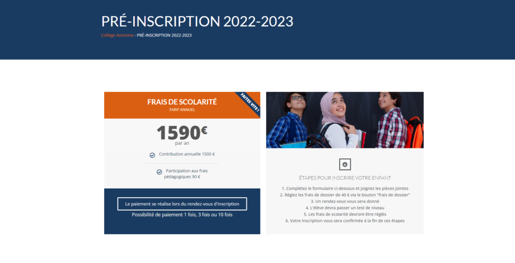 Création du site du Collège Privé Avicenne – design, UX et pages administratives par Swagner