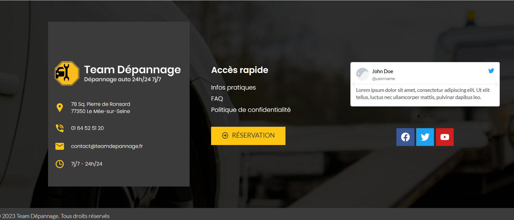 Création du site Team Dépannage – webdesign et identité visuelle réalisés par Swagner