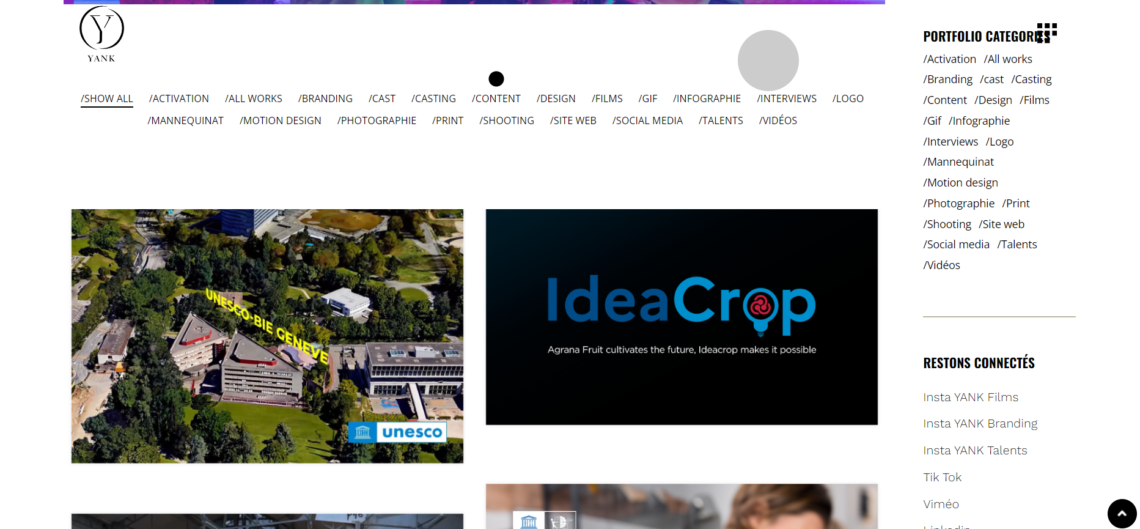 Visuel du site YANK – création de site et branding par Swagner