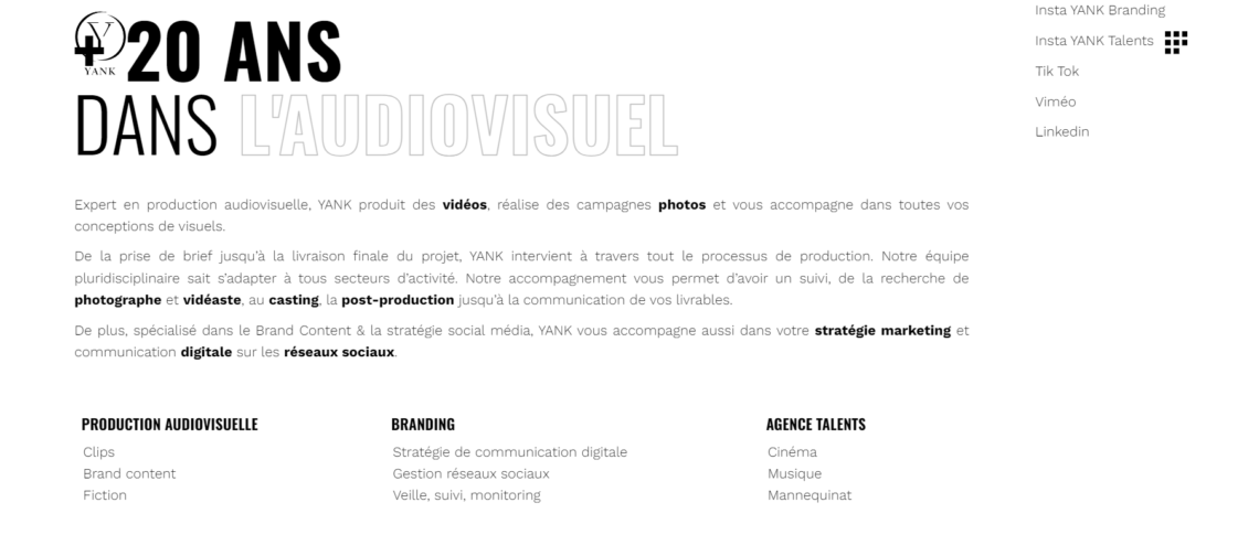 Visuel du site YANK – création de site et branding par Swagner