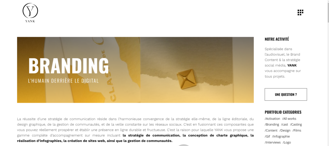 Visuel du site YANK – création de site et branding par Swagner