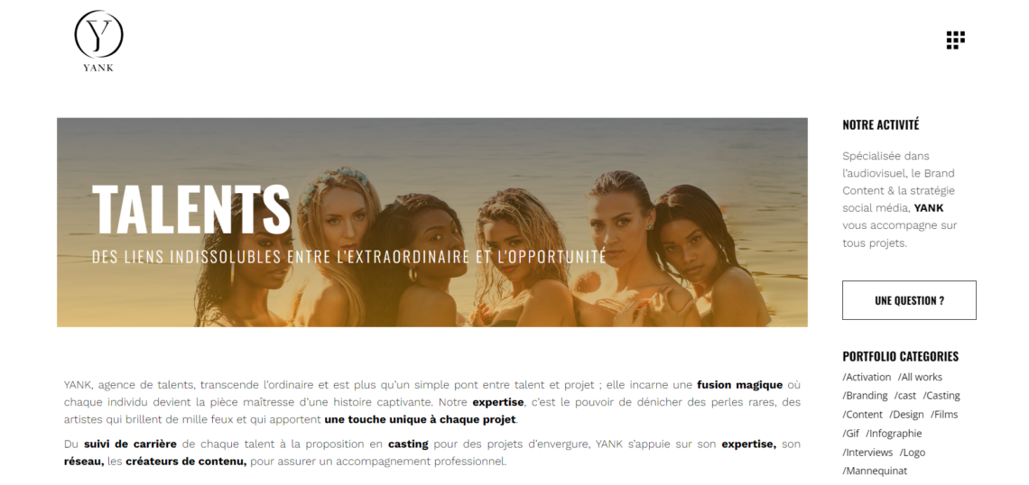 Visuel du site YANK – création de site et branding par Swagner