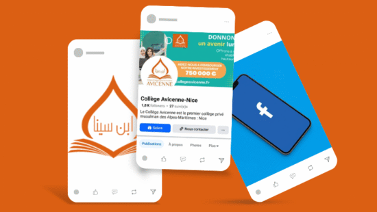 Visuels réseaux sociaux pour le Collège Avicenne Nice, formats Instagram et Facebook