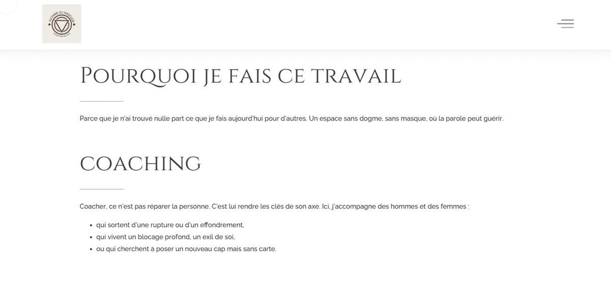 Création du site Alchimie du Masculin – webdesign et univers graphique par Swagner