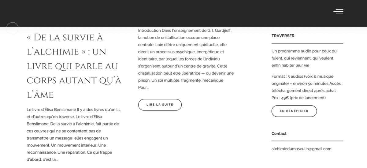 Création du site Alchimie du Masculin – webdesign et univers graphique par Swagner