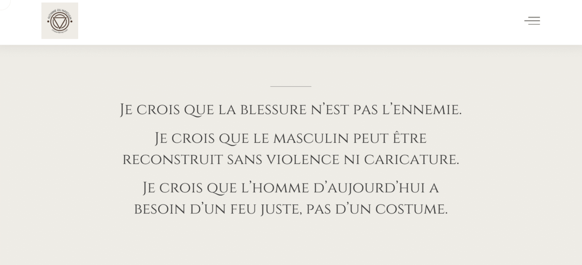 Création du site Alchimie du Masculin – webdesign et univers graphique par Swagner