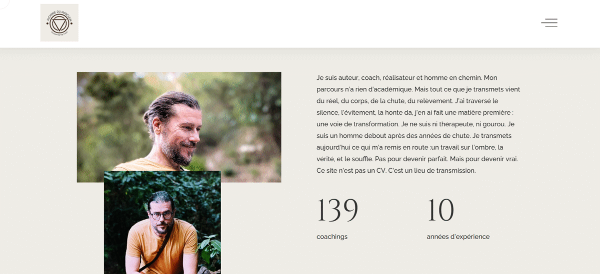 Création du site Alchimie du Masculin – webdesign et univers graphique par Swagner