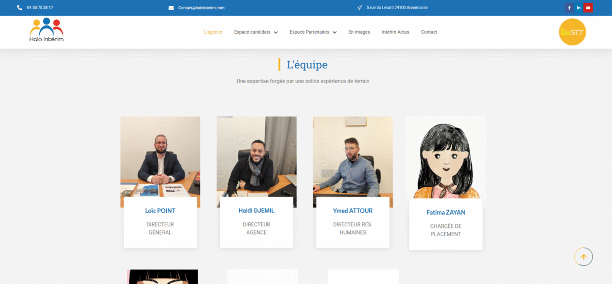 Ecran de présentation du site Halo intérim