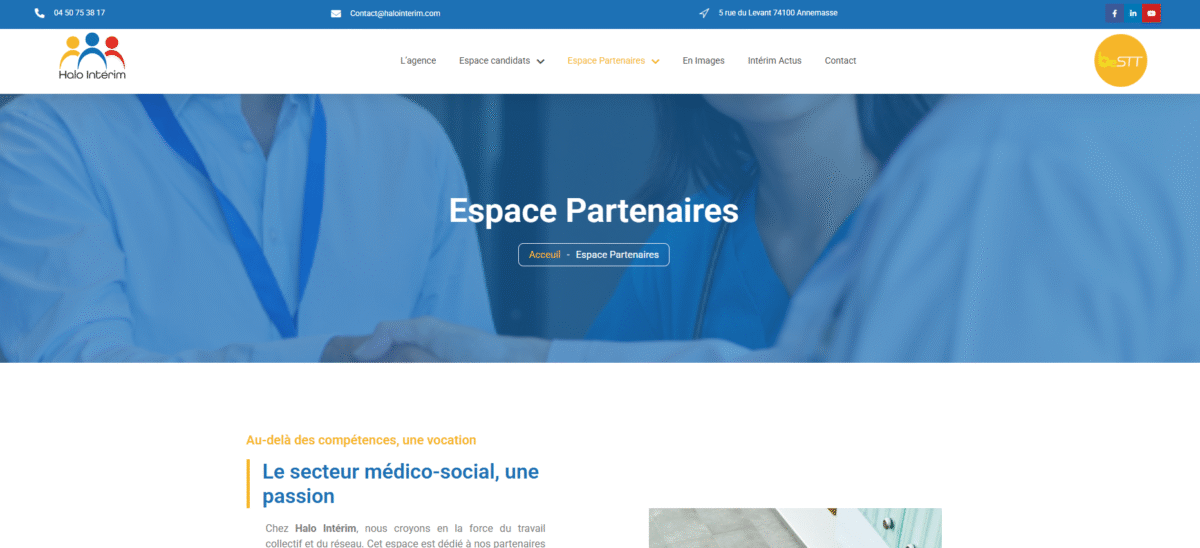 Ecran de présentation du site Halo intérim