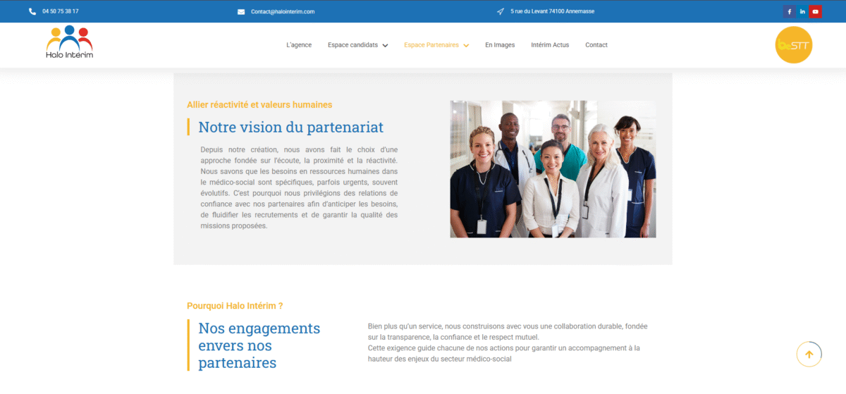 Ecran de présentation du site Halo intérim