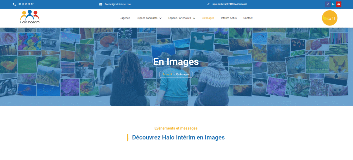 Ecran de présentation du site Halo intérim