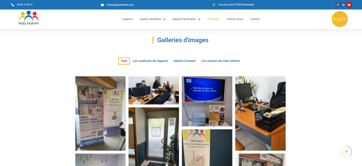 Ecran de présentation du site Halo intérim