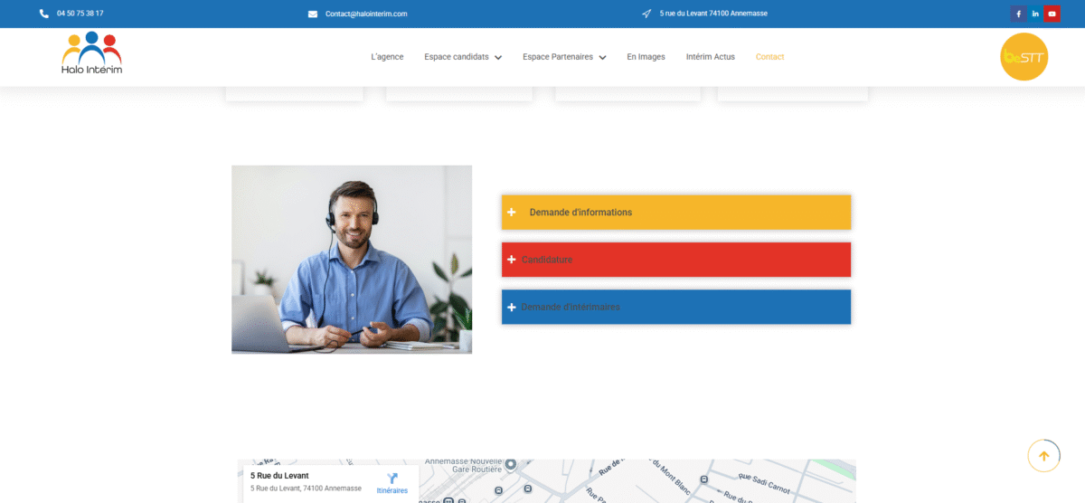 Ecran de présentation du site Halo intérim